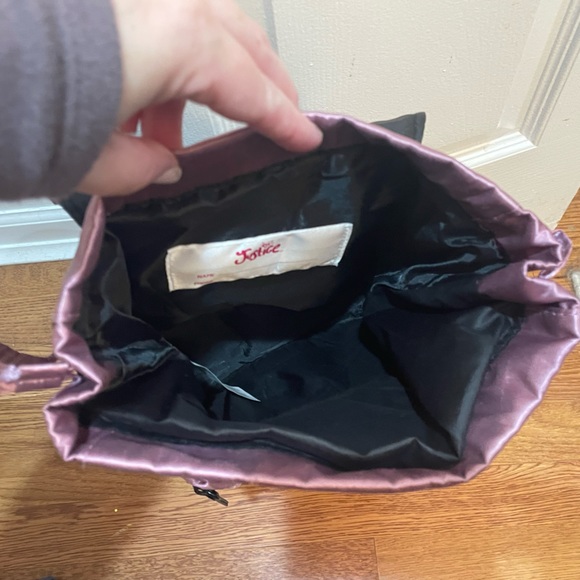 Justice Mini Backpack Purple Metallic Drawstring Closure, Perfect for Tween - Picture 6 of 6